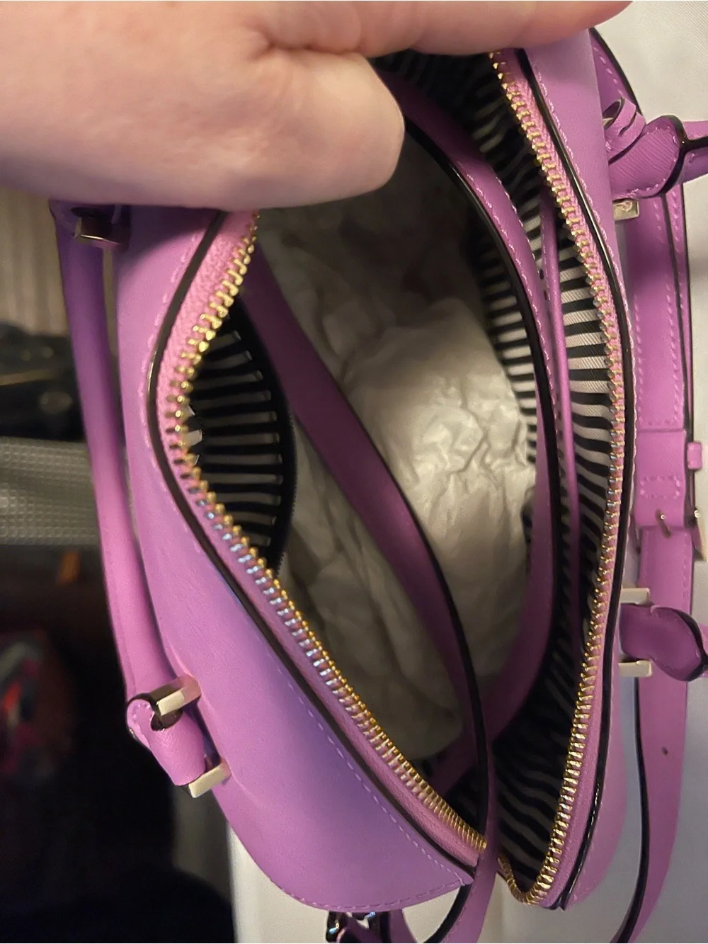 kate spade purple dome satchel with detachable strap